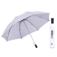 Skládací dáždnik s UV ochranou ve tvaru lahve - Biely