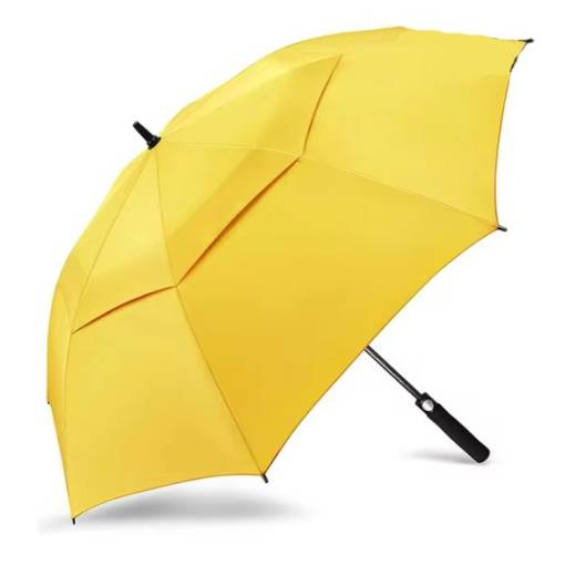 Foto - Poloautomatický extra veľký dáždnik s dvojitou vrstvou - Žltý