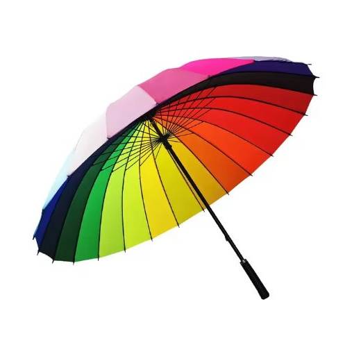Foto - Poloautomatický holový elegantný dáždnik - Dúhový