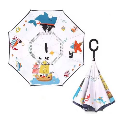 Foto - Detský poloautomatický dáždnik s ochranou proti UV - Obrazkový, 01