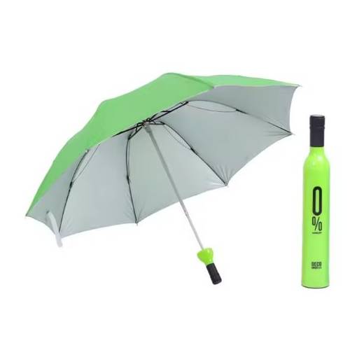 Foto - Skladací dáždnik s UV ochranou v tvare fľaše - Svietivo zelený