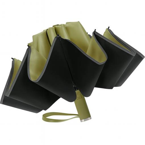 Foto - Unisex automatický obrátený deštník s reflexným pruhom - Svetlo zelený