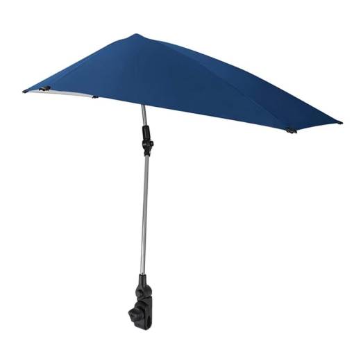 Foto - Skladací nastaviteľný plážový dáždnik s UV ochranou - Tmavo modrý