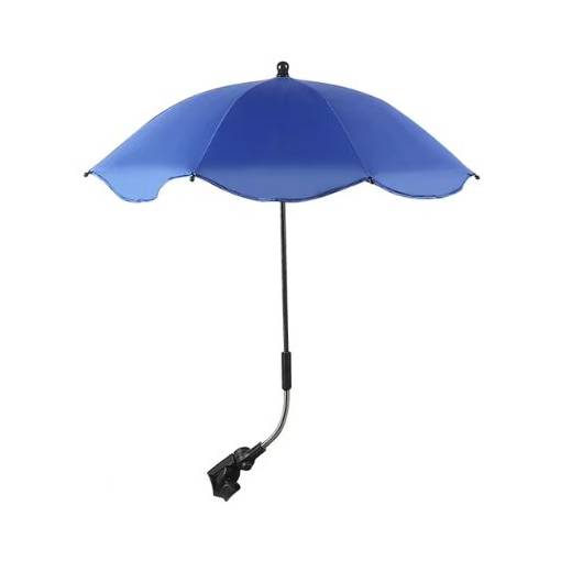 Foto - Nastaviteľný dáždnik s UV ochranou a upevnením na kočík - Tmavo modrý