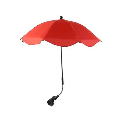 Foto - Nastaviteľný dáždnik s UV ochranou a upevnením na kočík - Červený