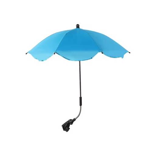 Foto - Nastaviteľný dáždnik s UV ochranou a upevnením na kočík - Svetlo modrý