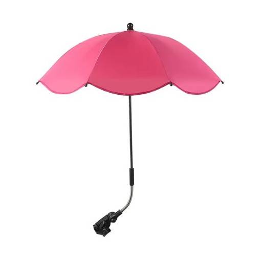 Foto - Nastaviteľný dáždnik s UV ochranou a upevnením na kočík - Tmavo ružový
