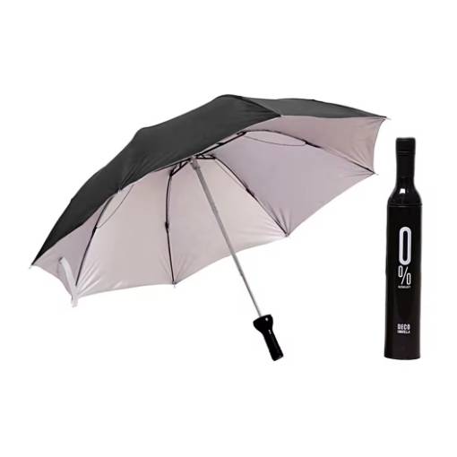 Foto - Skládací dáždnik s UV ochranou ve tvaru lahve - Čierny