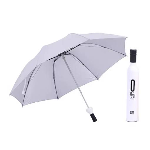 Foto - Skládací dáždnik s UV ochranou ve tvaru lahve - Biely
